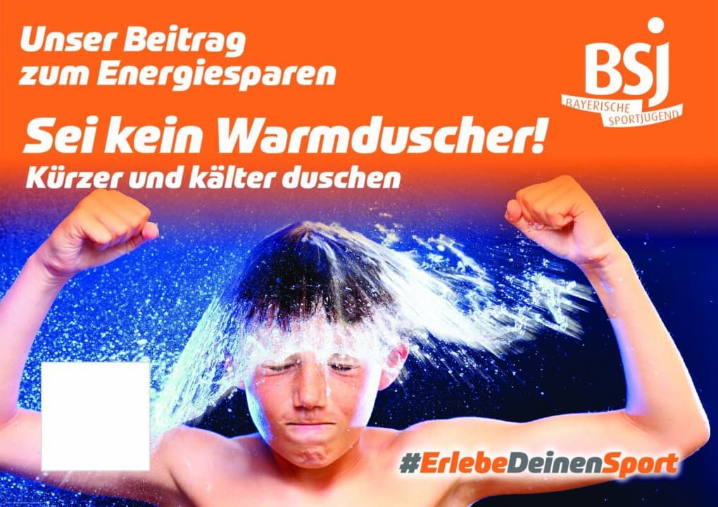 Plakat Sei kein Warmduscher mit freiem Feld für eigenes Logo
